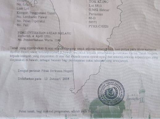š¾ TANAH PERTANIAN UNTUK DIJUAL ā Tok Keling, Kota Setar, Alor Setar, Kedah