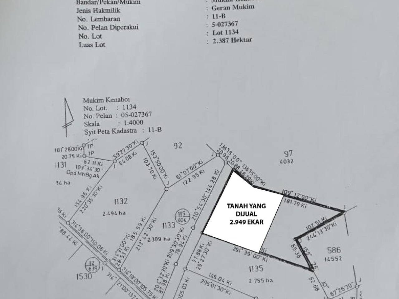 Tanah Pertanian 2.95 Ekar Kenaboi Jelebu Negeri Sembilan Freehold Berhampiran Sungai