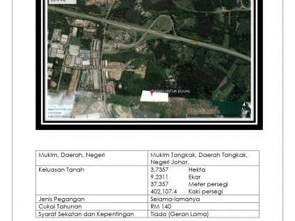 Tanah Pertanian 9.23 Ekar Mukim Tangkak Johor Freehold Dekat Bandar Pusat Rekreasi & Kemudahan Utama