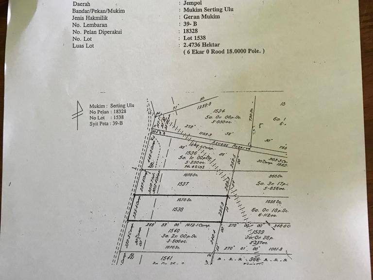 Tanah 6 Ekar Freehold Batu Kikir Jempol