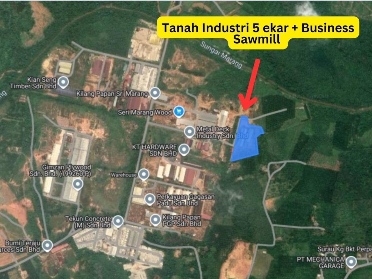 Tanah Industri Wakaf Tapai Marang Terengganu 5 Ekar Dengan Kilang Papan
