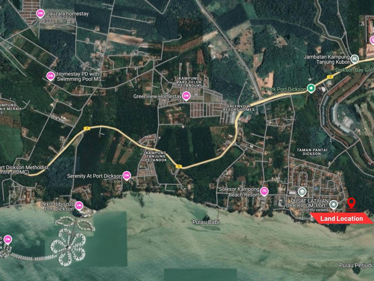 Tanah Pasir Panjang Port Dickson 5 Ekar Freehold Berhampiran Pantai & Jalan Utama