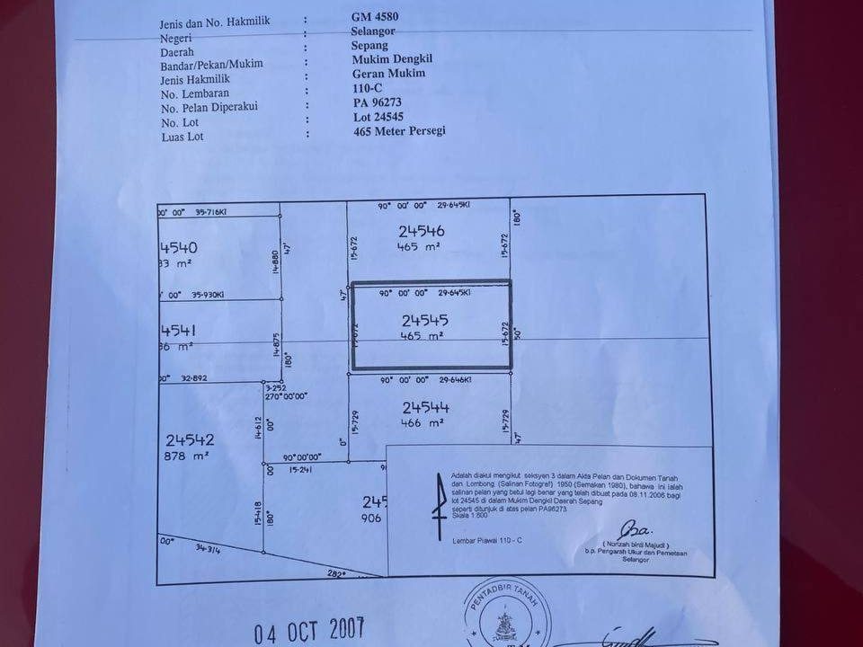 Tanah Banglo Jenderam Hilir Dengkil Selangor 5005 Kaki Persegi Freehold