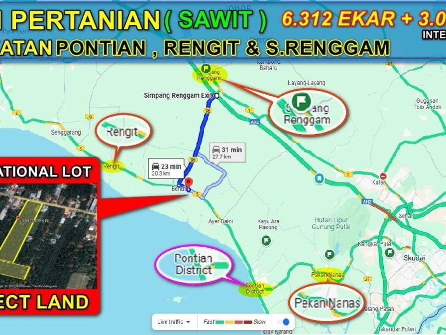 Tanah Pertanian 9.34 Ekar Parit Ibrahim Pontian Johor Freehold (Tepi Jalan Utama)