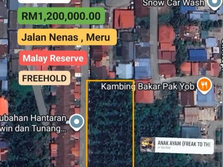 Tanah 1.5 Ekar Klang Selangor Freehold Berhampiran Meru