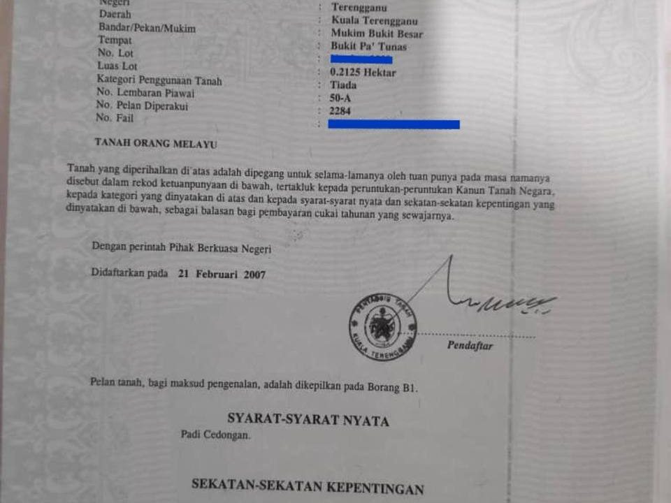 Tanah Kediaman Kg Gelong Bilal Kuala Terengganu Lot Luas Siap Tambun Dekat Bandar