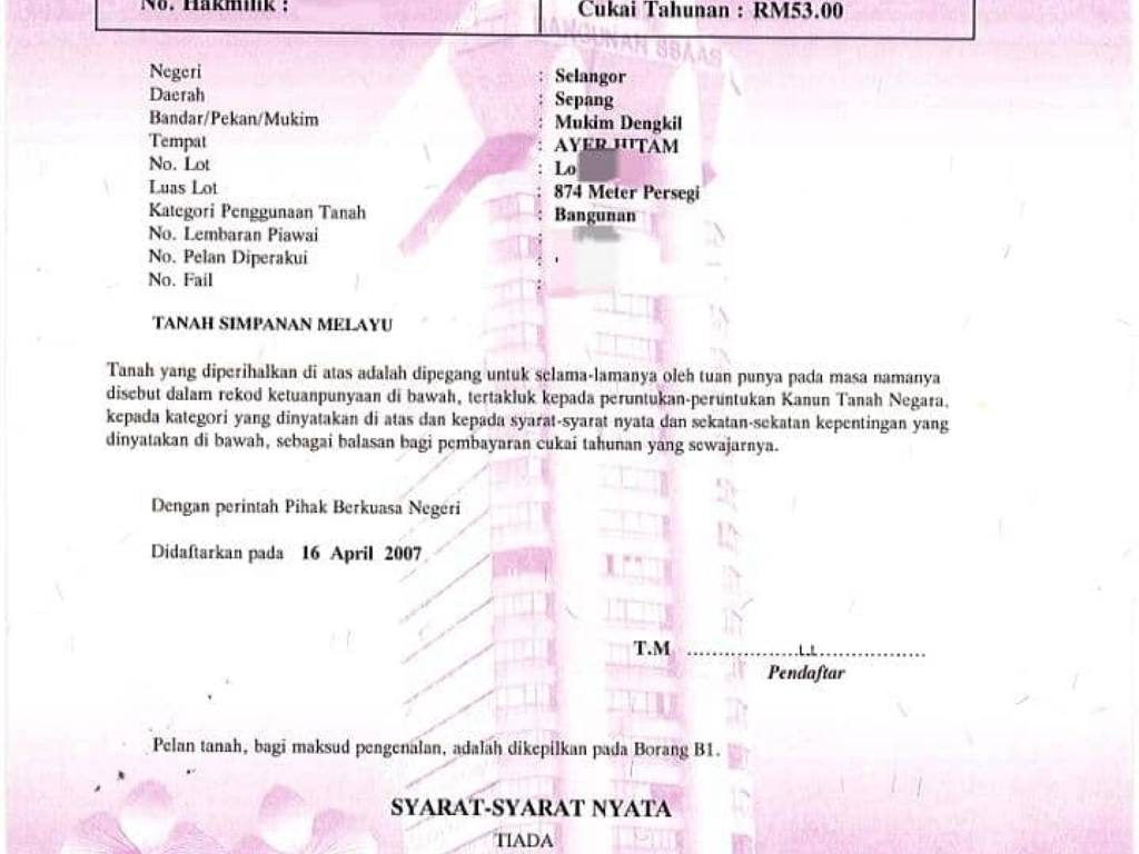 Tanah Lot Banglo 9408 sqft Freehold Dengkil Ayer Hitam Dekat Putrajaya Cyberjaya