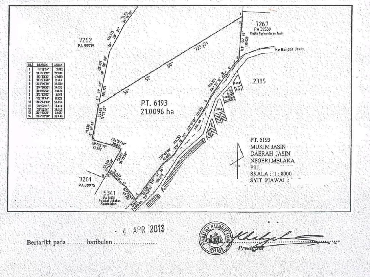 Tanah Pembangunan Komersial 51.92 Ekar Jasin Melaka Zon Pertumbuhan Pesat