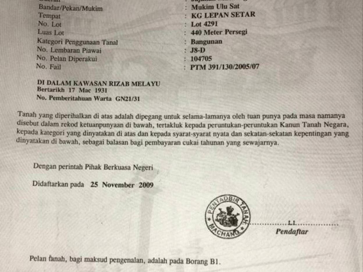 Tanah Lot Banglo 4,736 sqft Kg Lepan Setar Machang Kelantan Freehold Near UiTM Machang