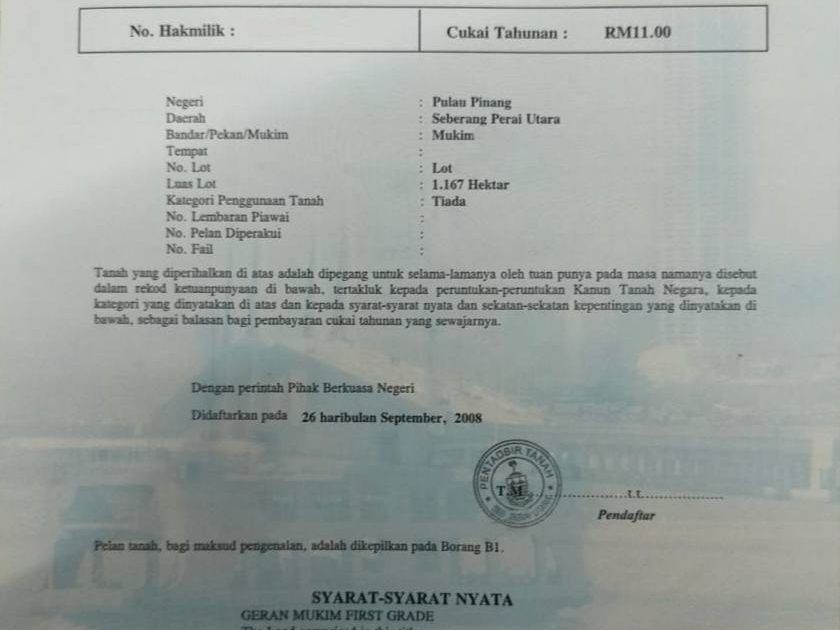Tanah Sawah Padi 2.88 Ekar Kepala Batas Freehold First Grade