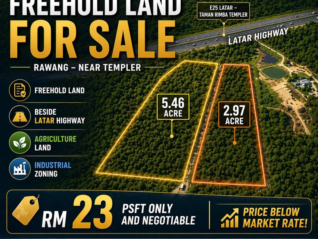 Tanah 8.43 Ekar Mukim Rawang Berhampiran LATAR Zoning Industri