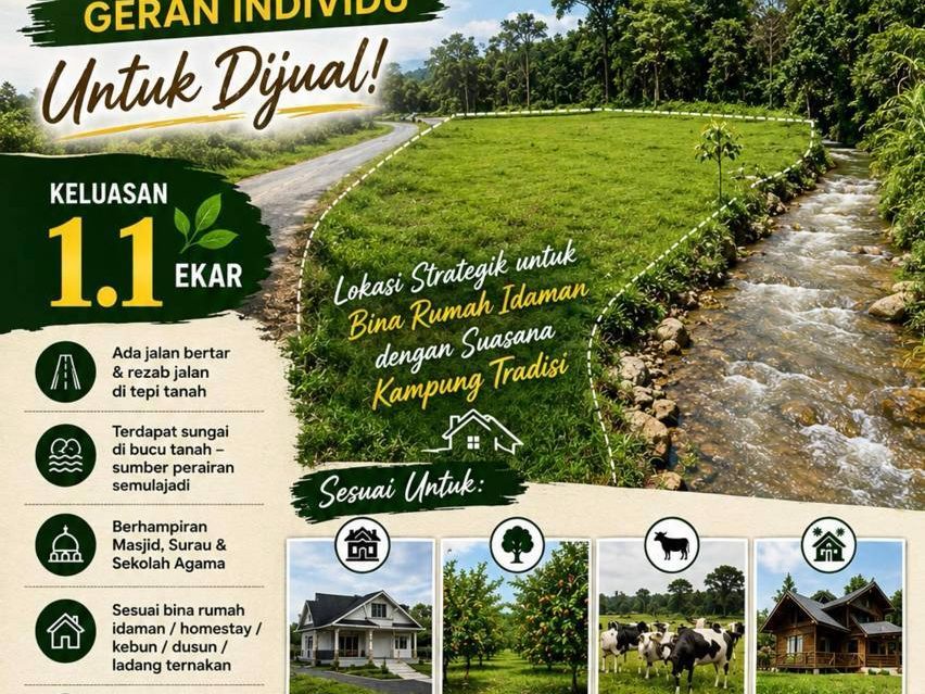 Tanah Pertanian 1.1 Ekar Beranang Selangor Geran Individu Ada Sungai & Jalan Tar
