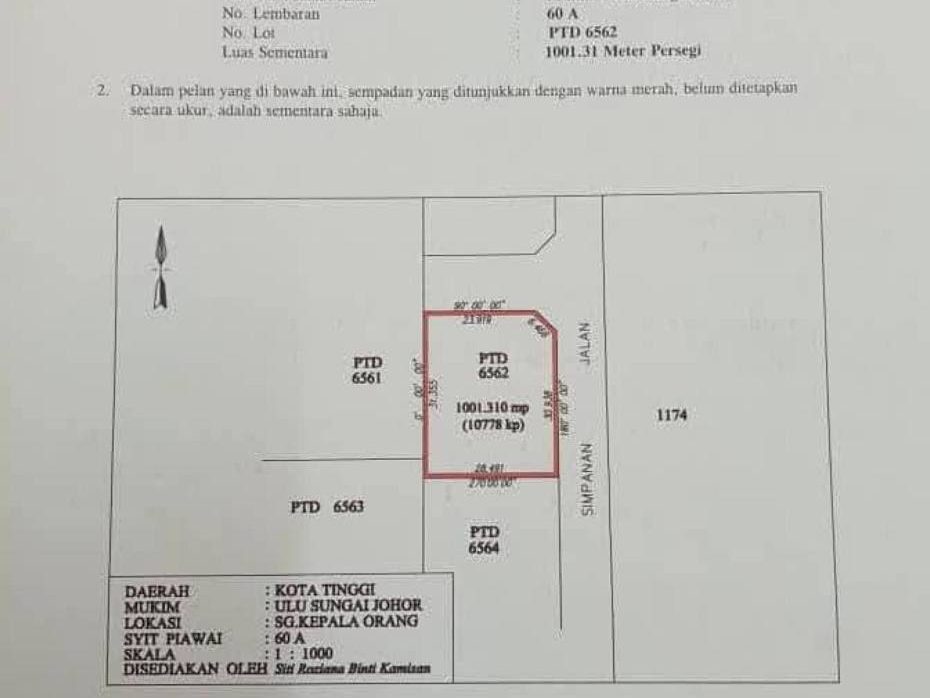 Tanah Lot Bangunan Jalan Sri Delima Utama Kampung Tersusun Sri Delima Kota Tinggi Johor 10,778 Sqft Rumah Sedia Ada