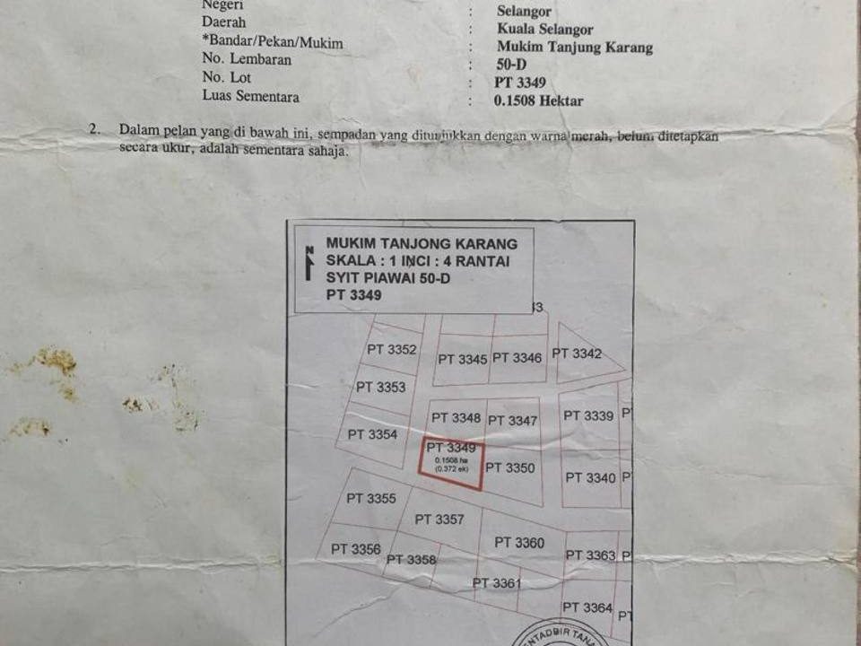 Tanah Pertanian Kampung Tok Adam Tanjung Karang 16,232 Kaki Persegi Untuk Disewa