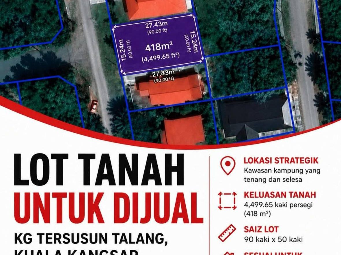 Tanah Lot Bangunan 4,500 Kaki Persegi Talang Kuala Kangsar Perak