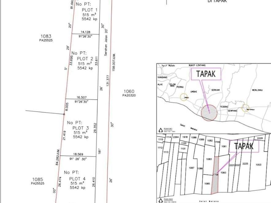 Tanah Bangunan 5542 sqft Serkam Merlimau Melaka Geran Individu Kediaman