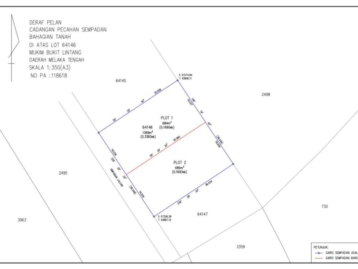 Tanah Banglo Freehold 7,373 sqft Ayer Molek Melaka Tepi Jalan Utama Status Kediaman
